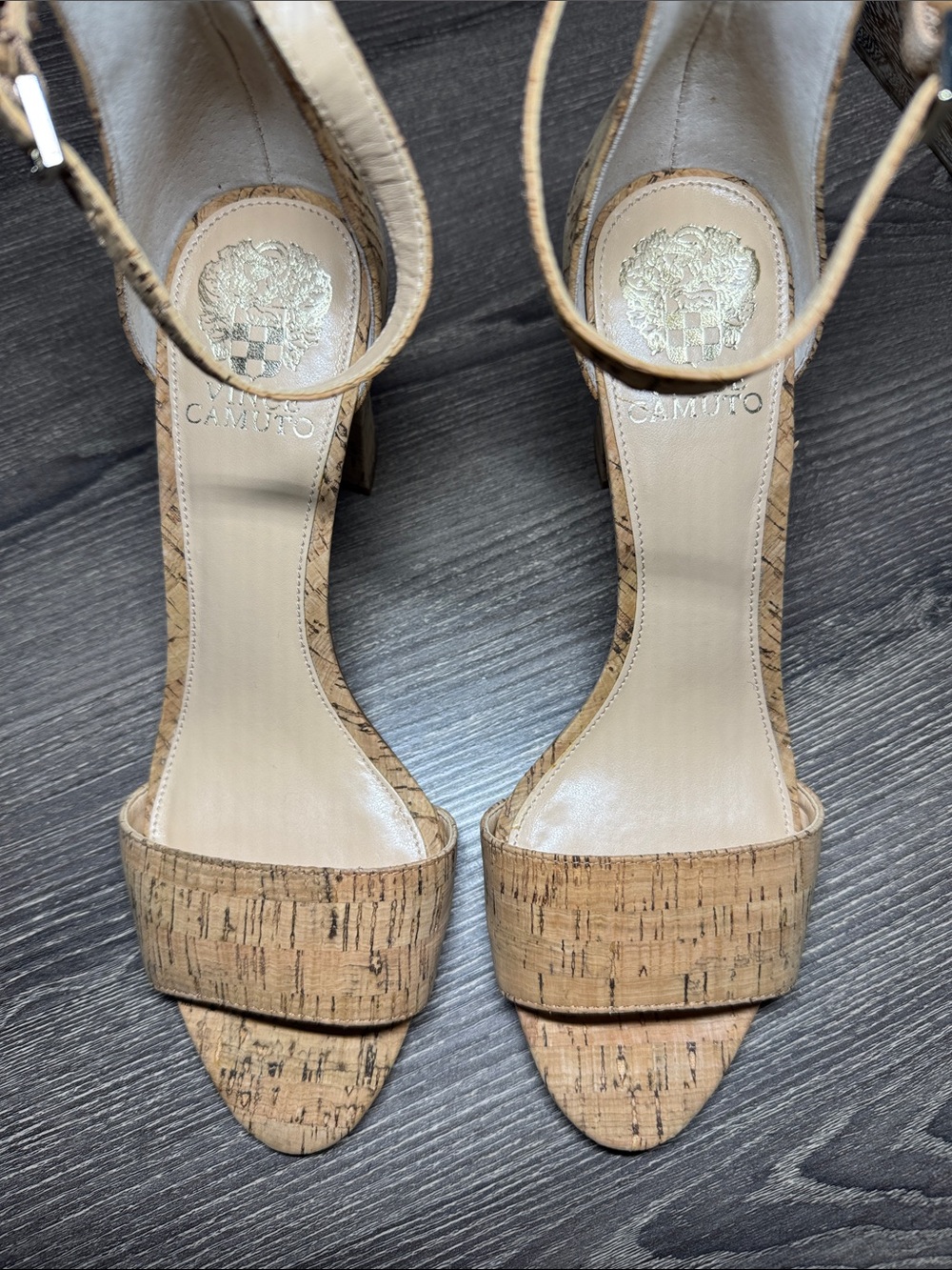 Vince Camuto Natural Cork Block Heel Sandals